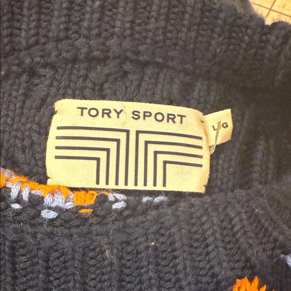 Tory Burch Sport Navy blue Fair isle sweater. - Picture 3 of 4